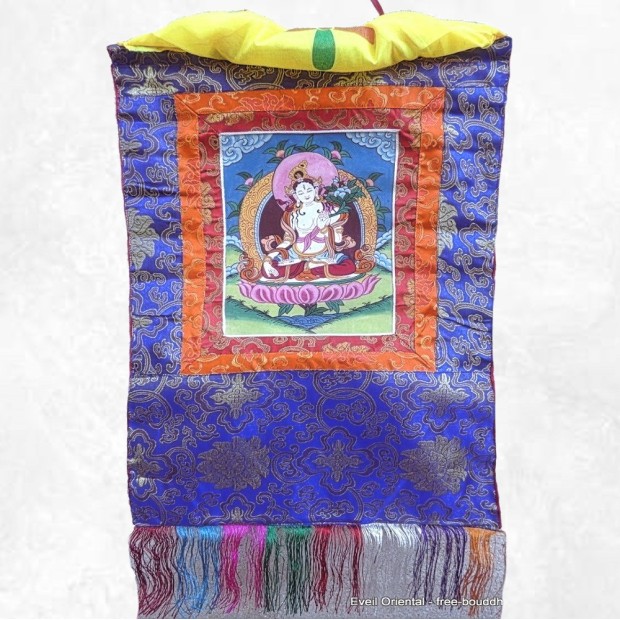 Thangka tibétain Tara Blanche – Peinture artisanale Népal