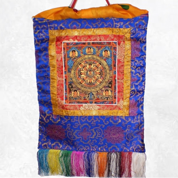 Thangka Roue de la Vie & Roue du Dharma peint à la main – Népal