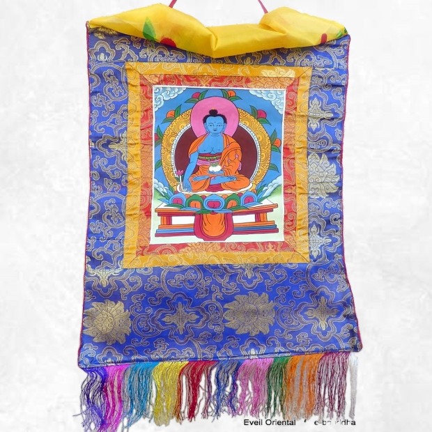 Thangka Bouddha de Médecine peint à la main – Art tibétain Népal