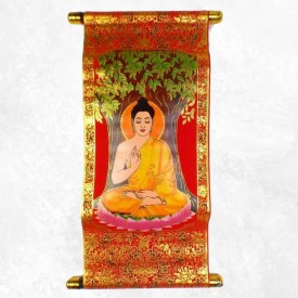 Tenture tangka tibétain véritable Bouddha arbre de Bodhi velours décoratif