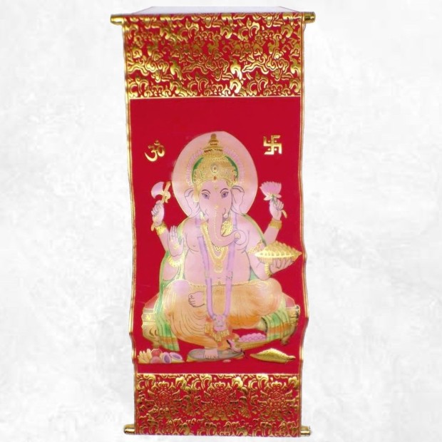 Tenture bouddhiste Dieu Ganesh sur velours – Symbole sacré tibétain