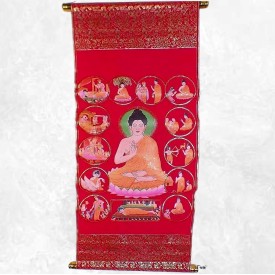 Tenture tangka tibétain véritable La Vie de Bouddha velours décoratif