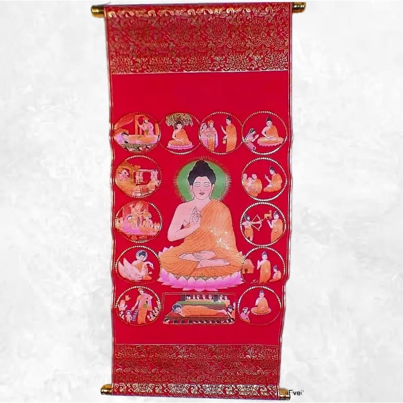 Tenture bouddhiste sur Velours La Vie de Bouddha - Tentures bouddhistes