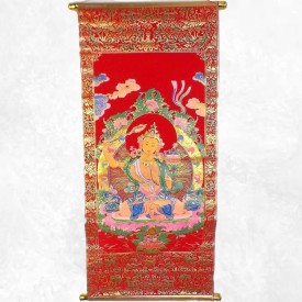 Tenture bouddhiste Manjushri sur velours – Symbole de sagesse tibétaine