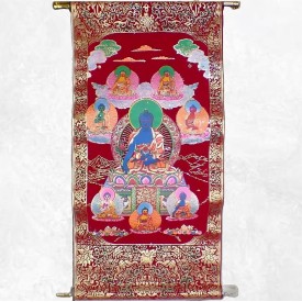 Petite tenture Bouddha de Médecine sur velours – Décoration spirituelle