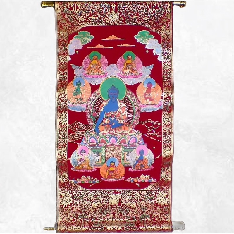 Petite tenture Bouddha de Médecine sur velours – Décoration spirituelle