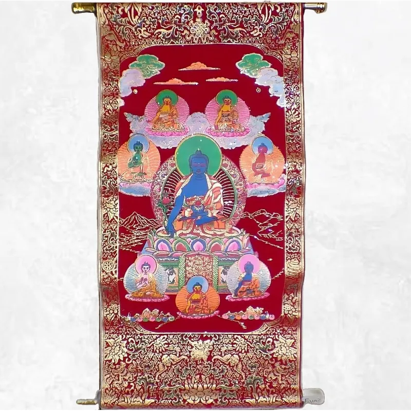 Tenture bouddhiste Bouddha de Médecine 42 x 20 cm - Tentures bouddhistes