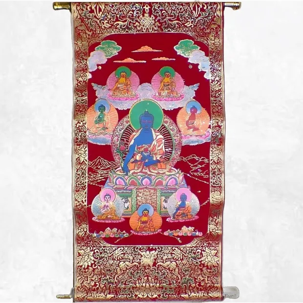 Tenture bouddhiste Bouddha de Médecine 42 x 20 cm - Tentures bouddhistes