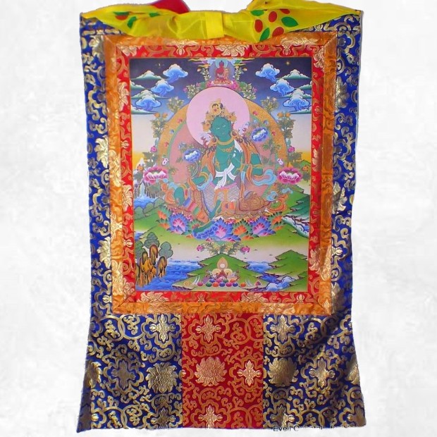 Thangka Tara Verte 105 cm – Grande reproduction tibétaine