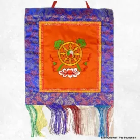 Tenture bouddhiste Roue du Dharma orange - Tentures bouddhistes