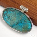 Pendentif Shattuckite authentique & Améthyste cabochon – argent 925