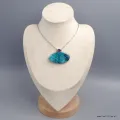Gros Pendentif Shattuckite et Améthyste cabochon - Bijoux en Shattuckite