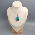 Pendentif Malachite Chrysocolle authentique ovale – argent 925