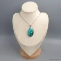 Gros pendentif Malachite Chrysocolle en argent 925 - Pendentifs pierres naturelles