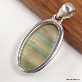 Pendentif Fluorite arc‑en‑ciel verte et jaune – argent 925