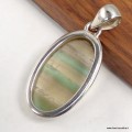 Pendentif Fluorite arc‑en‑ciel verte et jaune – argent 925