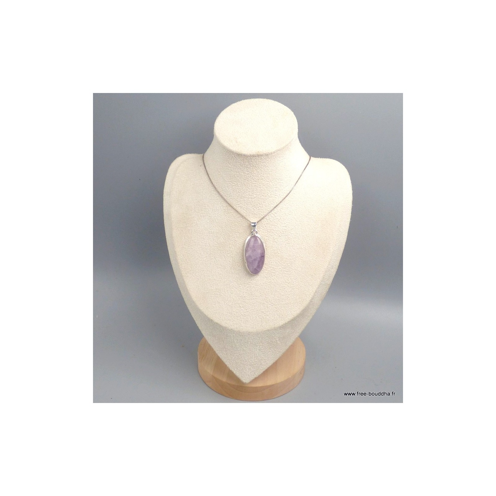 Pendentif Main En Argent 925 Et Kunzite Rose - Pierre Naturelle En Forme De Cœur - Inde