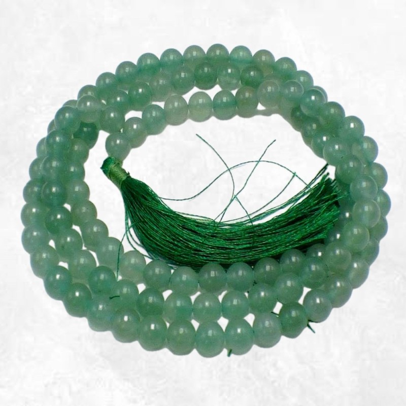 Mala tibétain en Aventurine verte naturelle – 108 perles authentiques