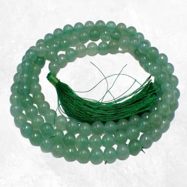 Mala tibétain en Aventurine verte naturelle – 108 perles authentiques