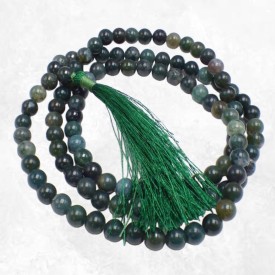Mala en Agate Mousse – 108 perles sacrées - fait au Népal