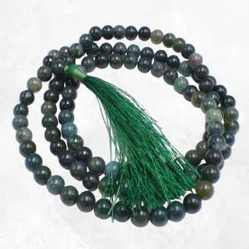 Mala tibétain en Agate Mousse - Mala tibétain 108 perles