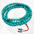 Mala en Turquoise tibétaine – collier 108 perles authentiques
