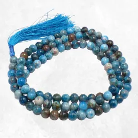 Mala tibétain authentique en Apatite bleue - Mala tibétain 108 perles