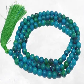 Mala de méditation 108 perles de Chrysocolle grade AA - Mala tibétain 108 perles
