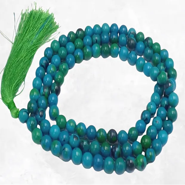 Mala de méditation 108 perles de Chrysocolle grade AA - Mala tibétain 108 perles