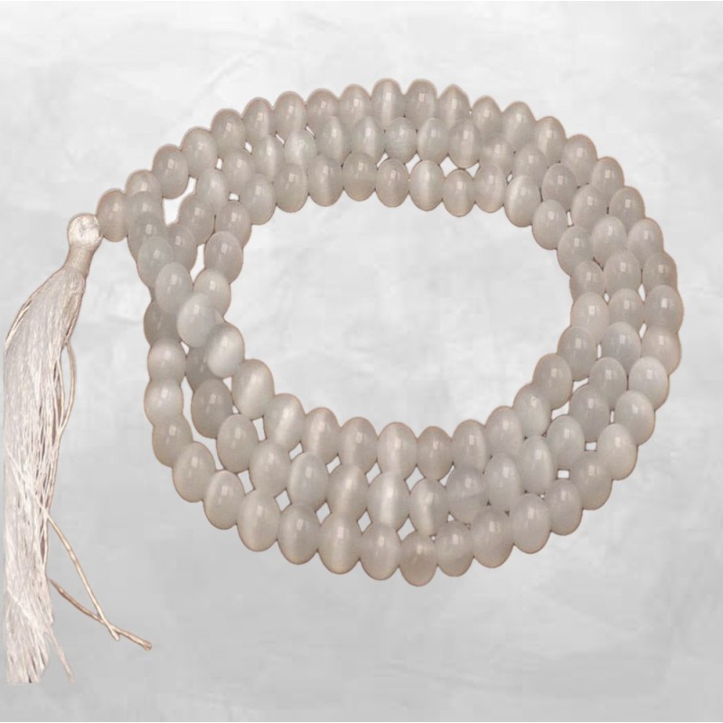Mala tibétain de méditation en Sélénite - Mala tibétain 108 perles