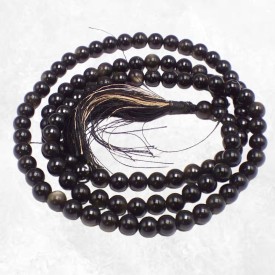 Mala tibétain obsidienne dorée naturelle – bijou rituel et méditation