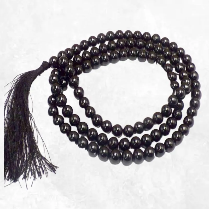 Mala tibétain108 perles Tourmaline noire - Mala tibétain 108 perles