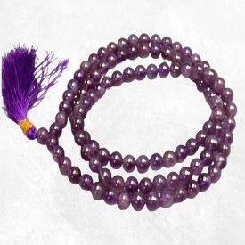 Mala tibétain en améthyste grade B – collier de108 perles authentiques