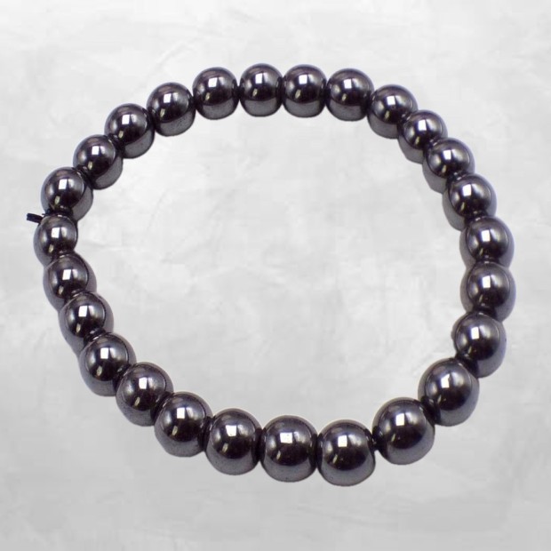 Bracelet Hématite naturelle – Mala tibétain méditation 8 mm