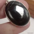 Pendentif ovale Malachite noire Psilomélane - Argent 925 - Pendentifs pierres naturelles