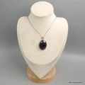 Pendentif Malachite noire ovale Psilomélane origine Afrique argent 925