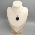 Pendentif ovale Malachite noire Psilomélane - Argent 925 - Pendentifs pierres naturelles