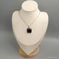 Pendentif carré Malachite noire Psilomélane - Argent 925 - Pendentifs pierres naturelles
