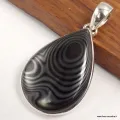 Pendentif Malachite noire Psilomélane forme goutte - Argent 925 - Pendentifs pierres naturelles