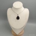 Malachite noire pendentif goutte Psilomélane argent 925