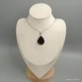 Pendentif Malachite noire Psilomélane forme goutte - Argent 925 - Pendentifs pierres naturelles