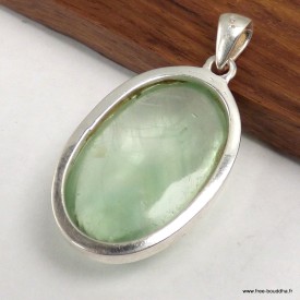 Grand pendentif Préhnite ovale cabochon argent 925 – Afrique du Sud