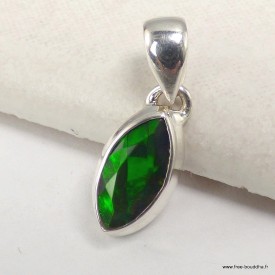 Pendentif Opale noire du Chili marquise facettée véritable argent 925