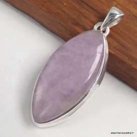 Pendentif Kunzite authentique forme marquise - argent 925 - Bijoux en Kunzite