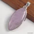 Pendentif Kunzite authentique forme marquise - argent 925 - Bijoux en Kunzite