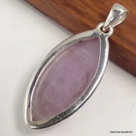 Pendentif Kunzite authentique forme marquise - argent 925 - Bijoux en Kunzite