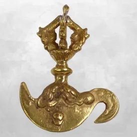 Dorje tibétain kartika en laiton massif - Dordjé, double dorjé (sans cloche)