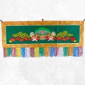Tenture tibétaine Mahakala verte rouge 98 X 41 cm - Tentures bouddhistes