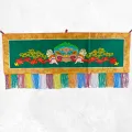 Tenture tibétaine Mahakala verte rouge 98 X 41 cm - Tentures bouddhistes