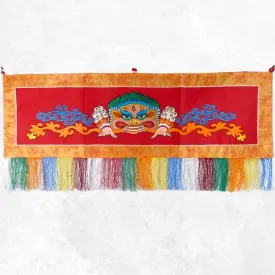 Tenture tibétaine Mahakala rouge deco turquoise - Tentures bouddhistes